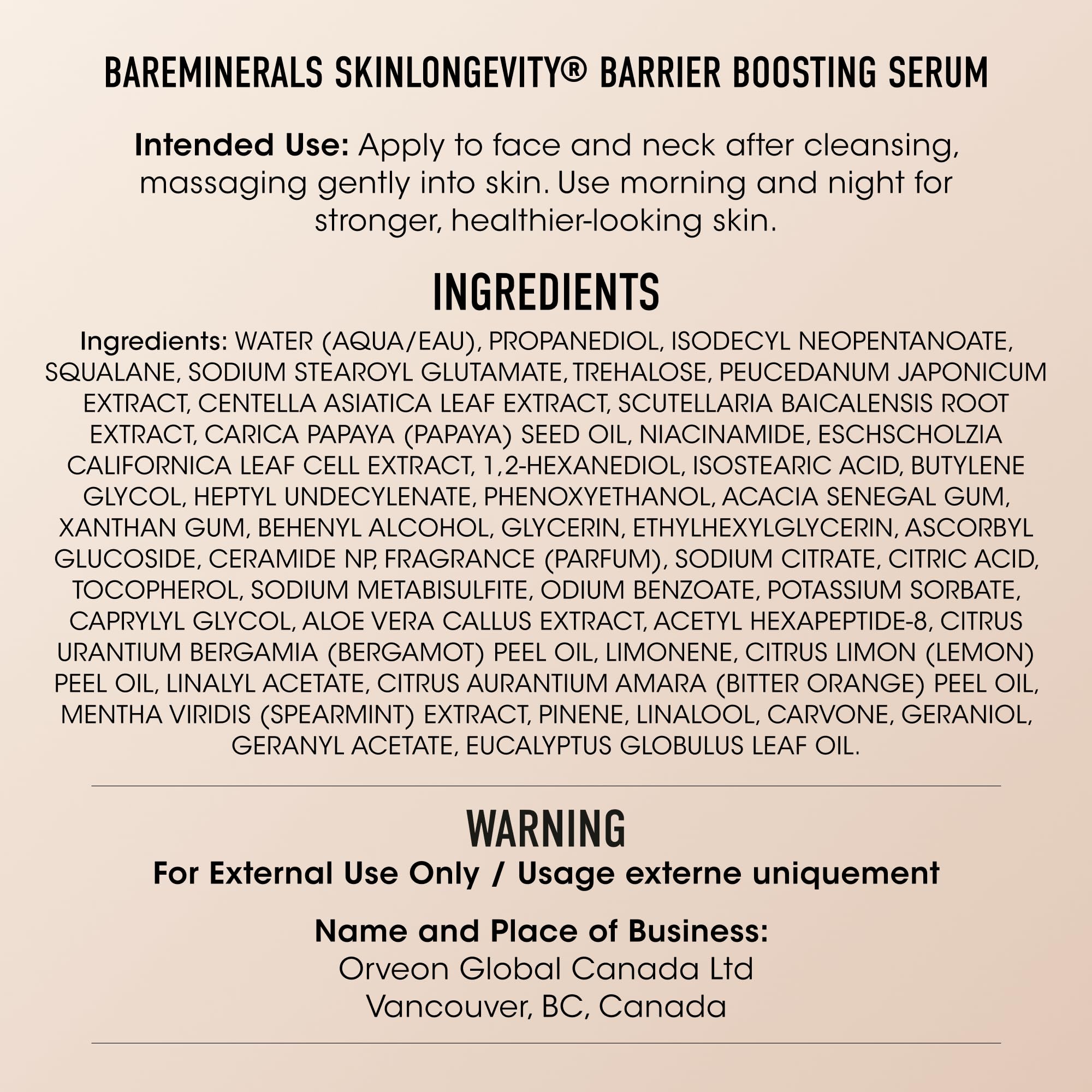 bareMinerals serum texture on hand demonstrating hydrating, fast-absorbing finish