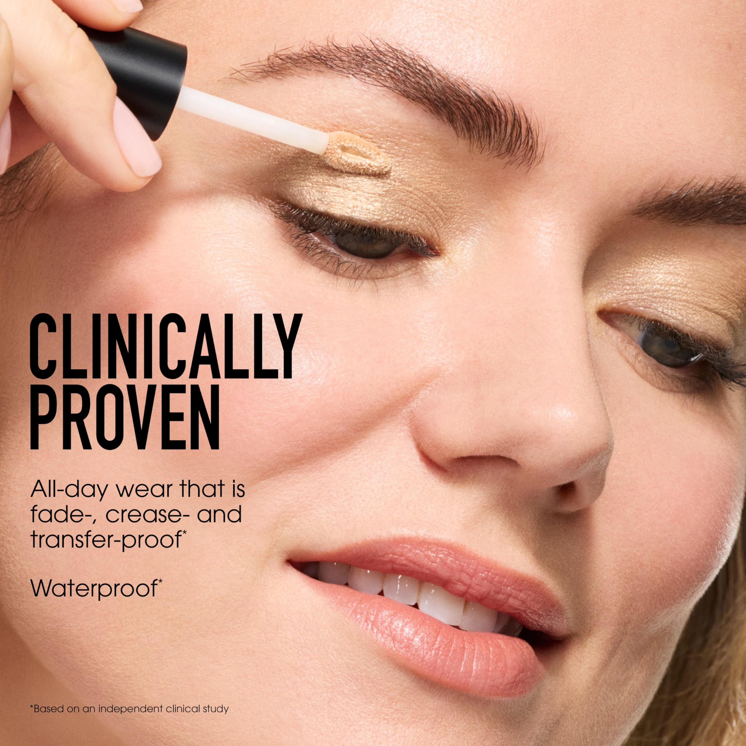 bareMinerals on model eye showing smoky quartz shimmer and natural depth