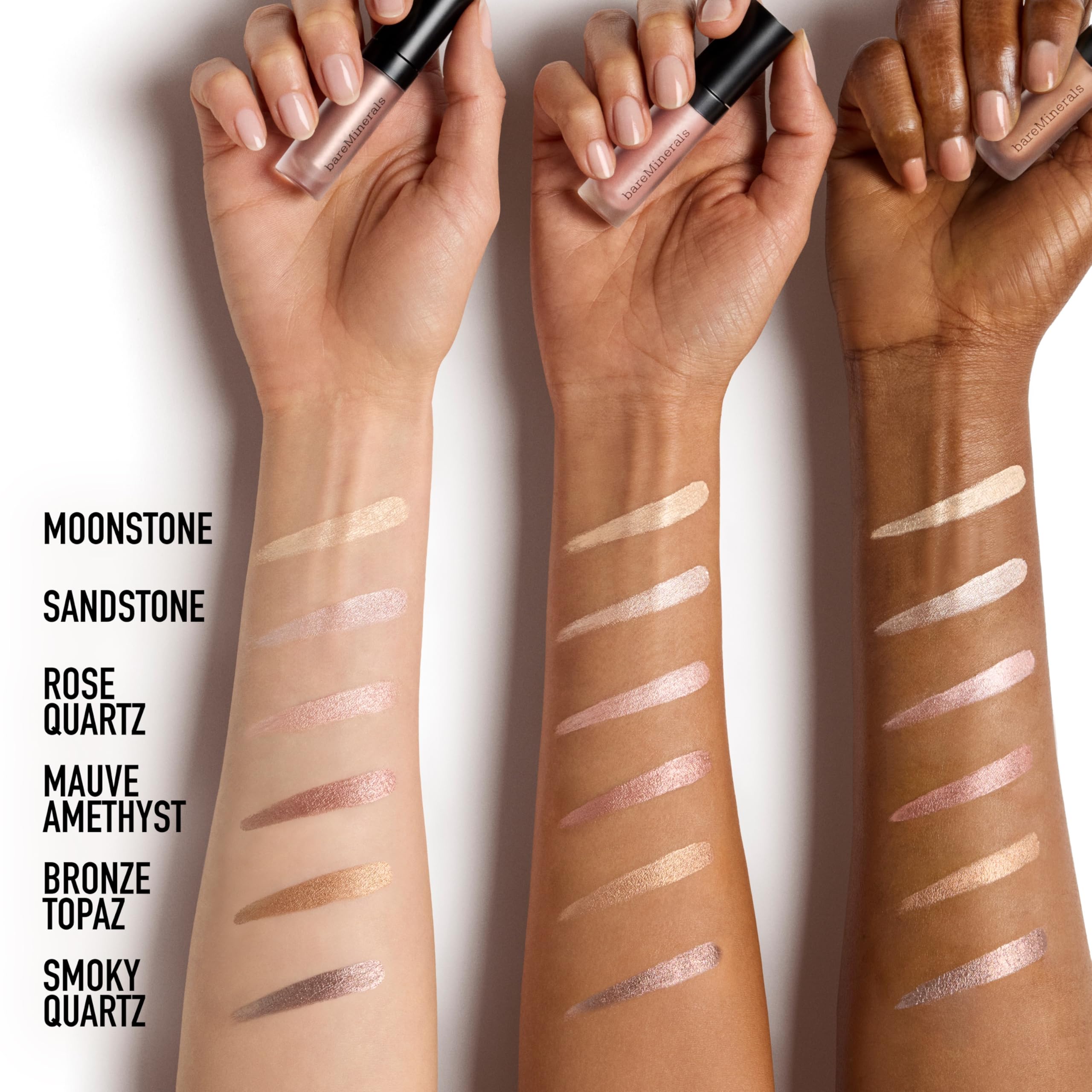 bareMinerals texture swatch showing creamy shimmer and smooth blendability