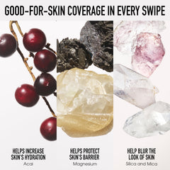 bareMinerals stick being swiped on cheek to demonstrate coverage and natural luminous finish