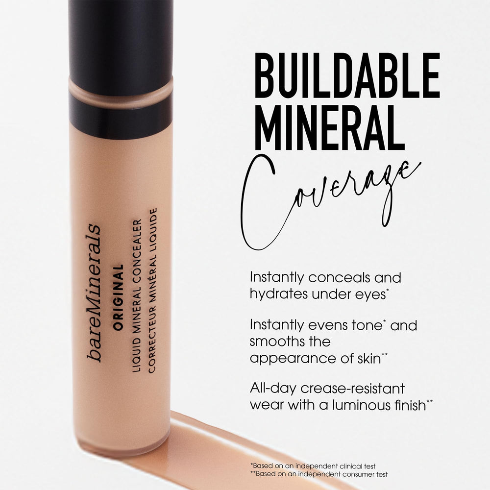 bareMinerals under-eye before and after demonstrating visible brightening effect