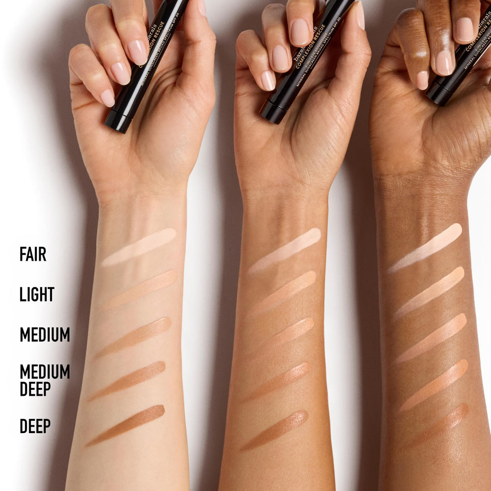 bareMinerals creamy texture swatch on skin, blendable finish for crease-proof wear