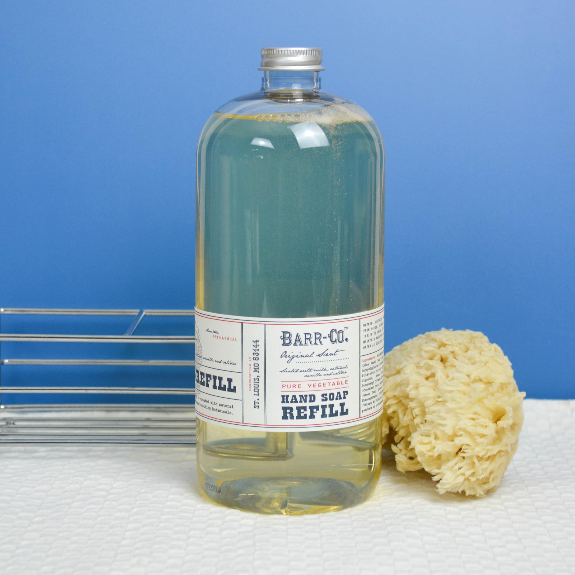 BARR-CO soap refill styled in bathroom conveying subtle home fragrance