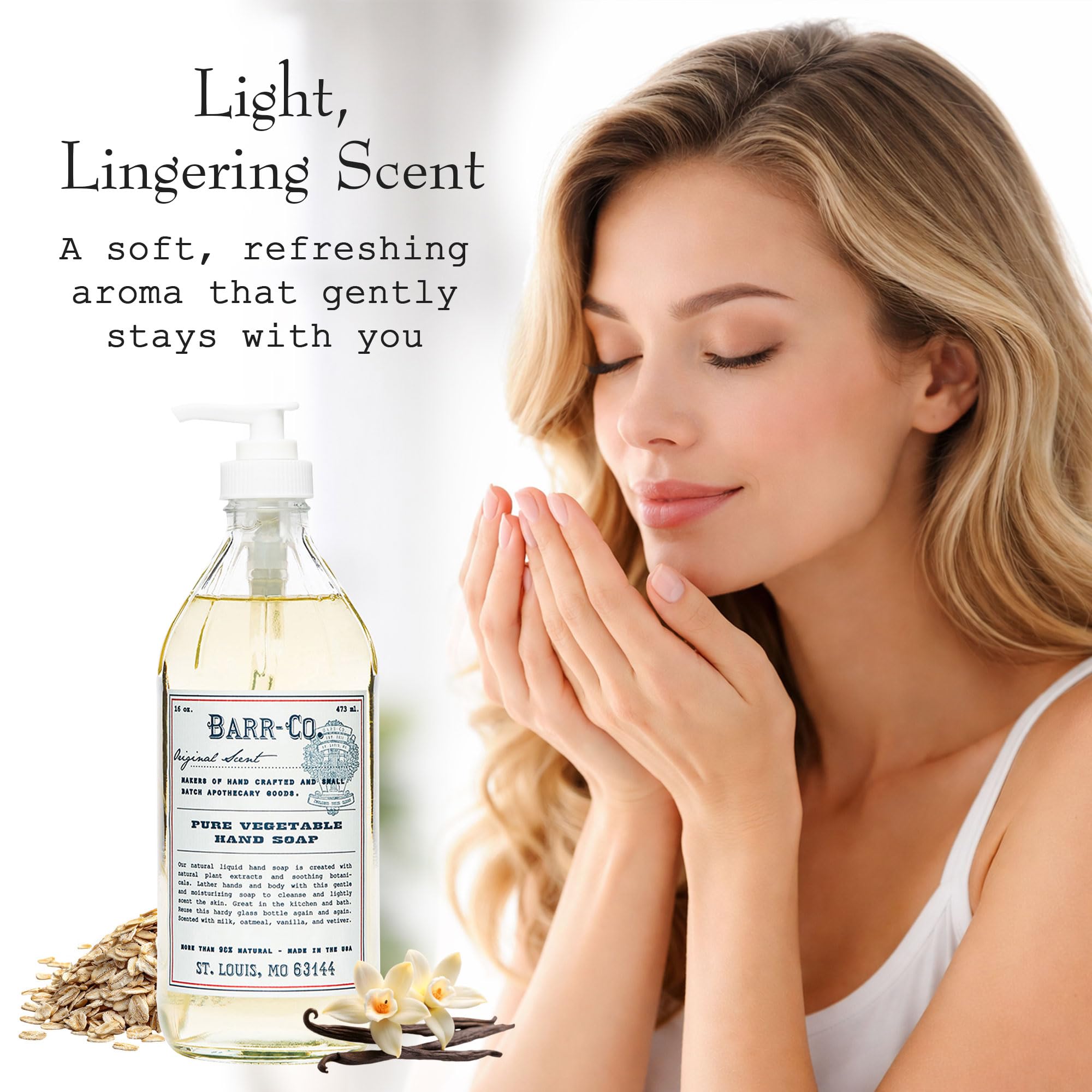 BARR-CO bottle staged in bathroom, suggests subtle scent for shared spaces