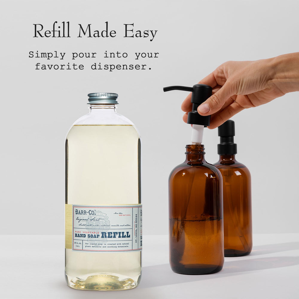 BARR-CO bottle next to common objects showing 32 fl oz scale