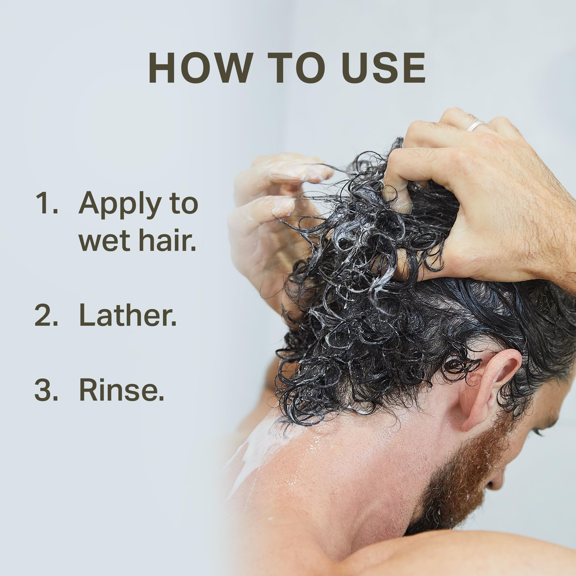 Barrel & Oak shampoo poured onto hand highlighting easy application and invigorating scalp refresh