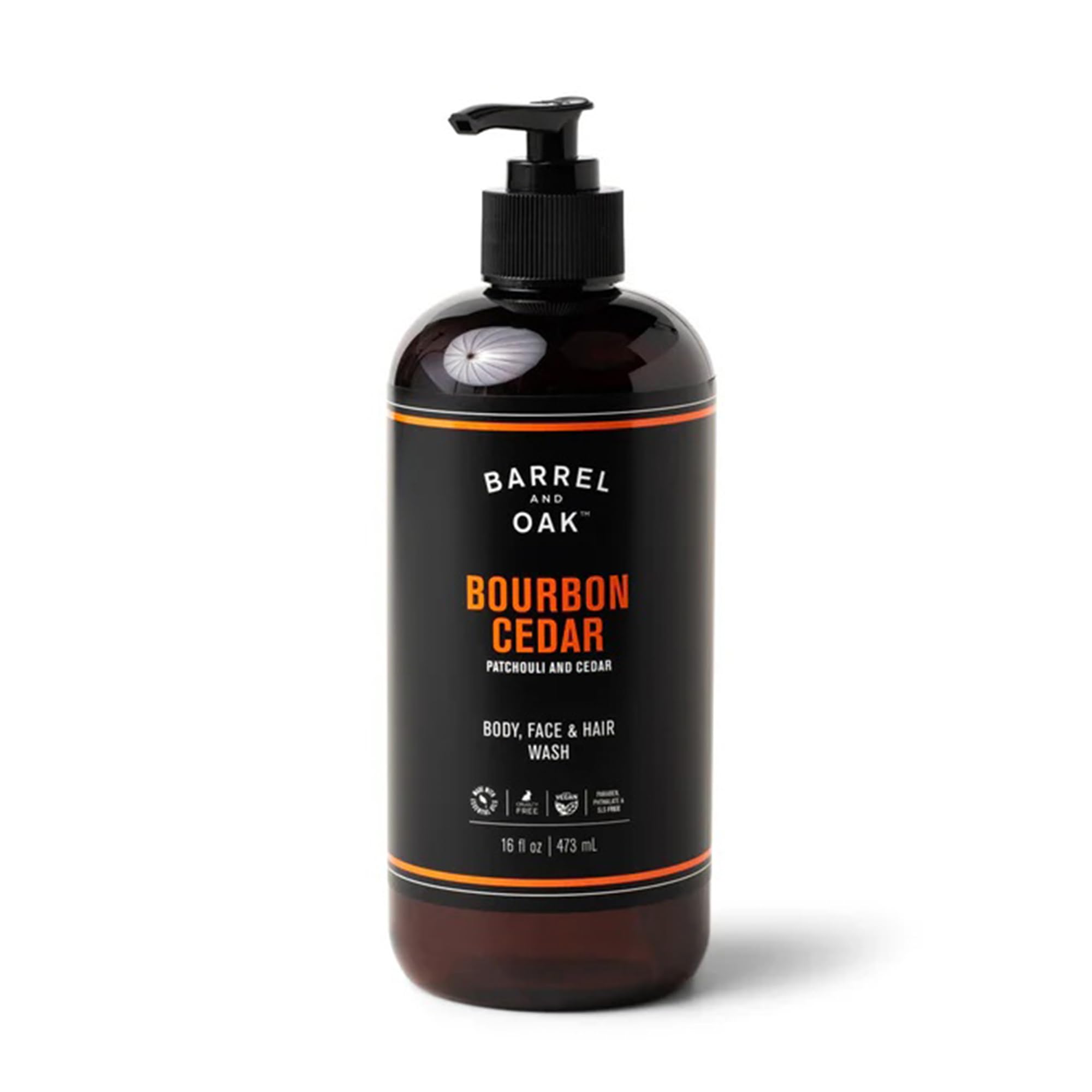 Barrel & Oak front bottle view showing bourbon cedar scent and clean design