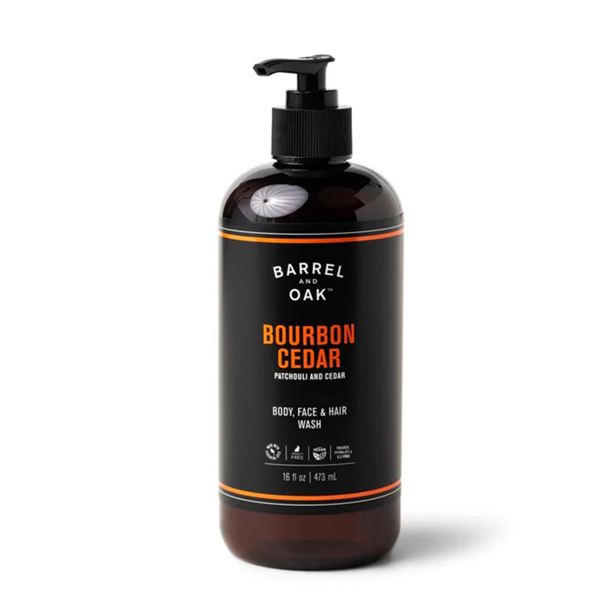 Barrel & Oak front bottle view showing bourbon cedar scent and clean design