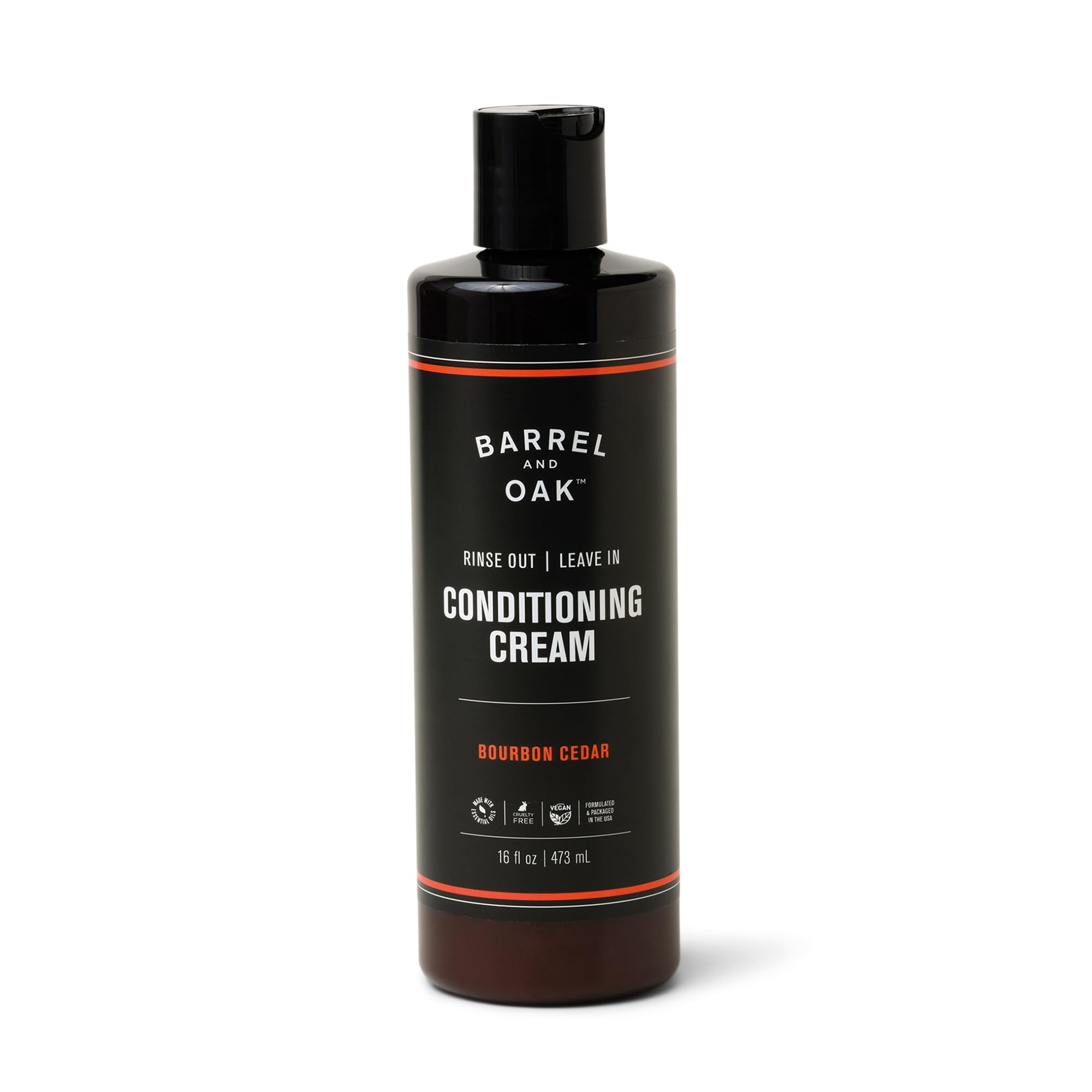 Barrel & Oak front bottle showing bourbon cedar scent and 16 oz size for easy identification