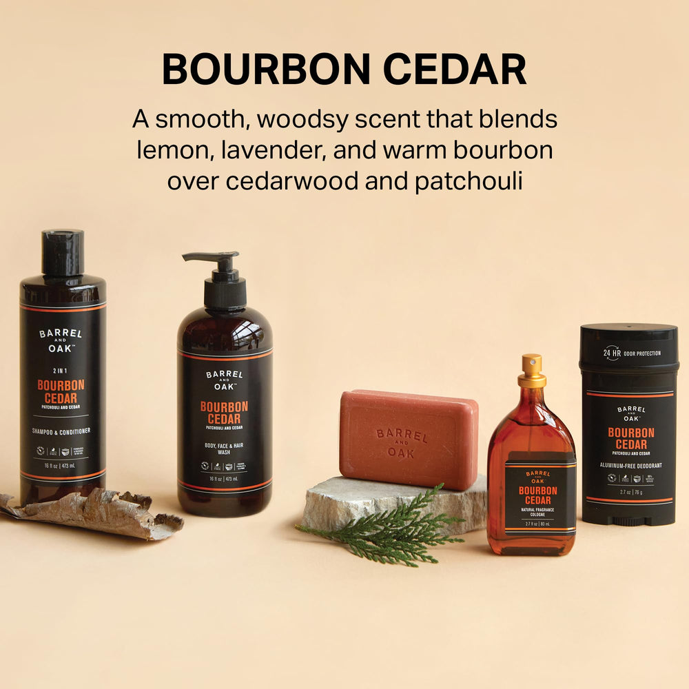 Barrel & Oak label detail focusing on clean-ingredient claims and scent notes