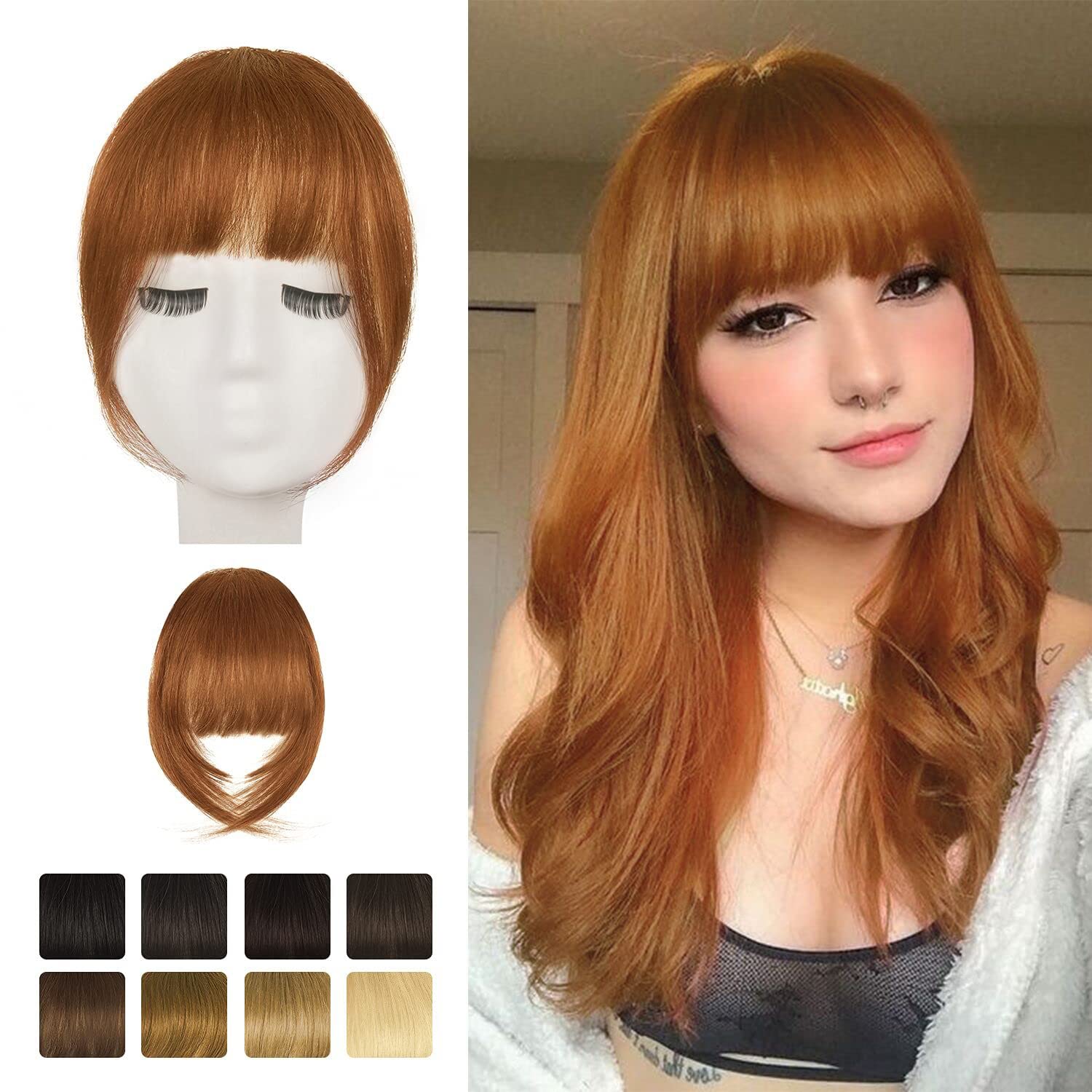 BARSDAR front packaging showing auburn clip-in bangs for instant style