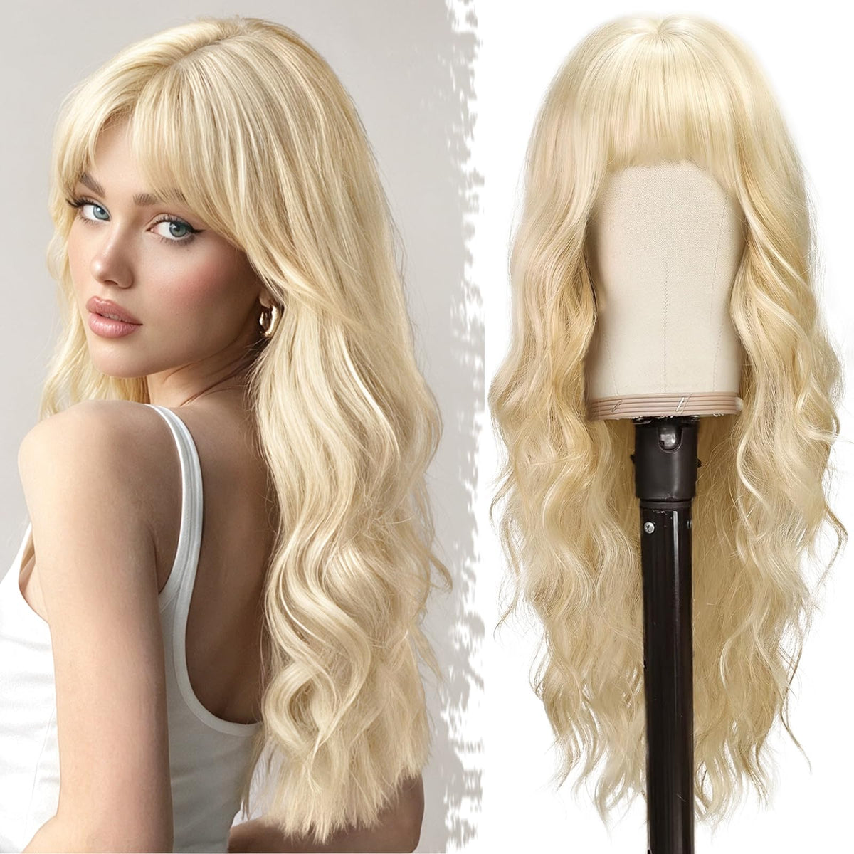 BARSDAR front view showing long wavy blonde wig and natural look