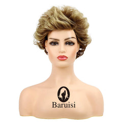 Baruisi close-up of synthetic curly texture and bangs highlighting soft, natural finish