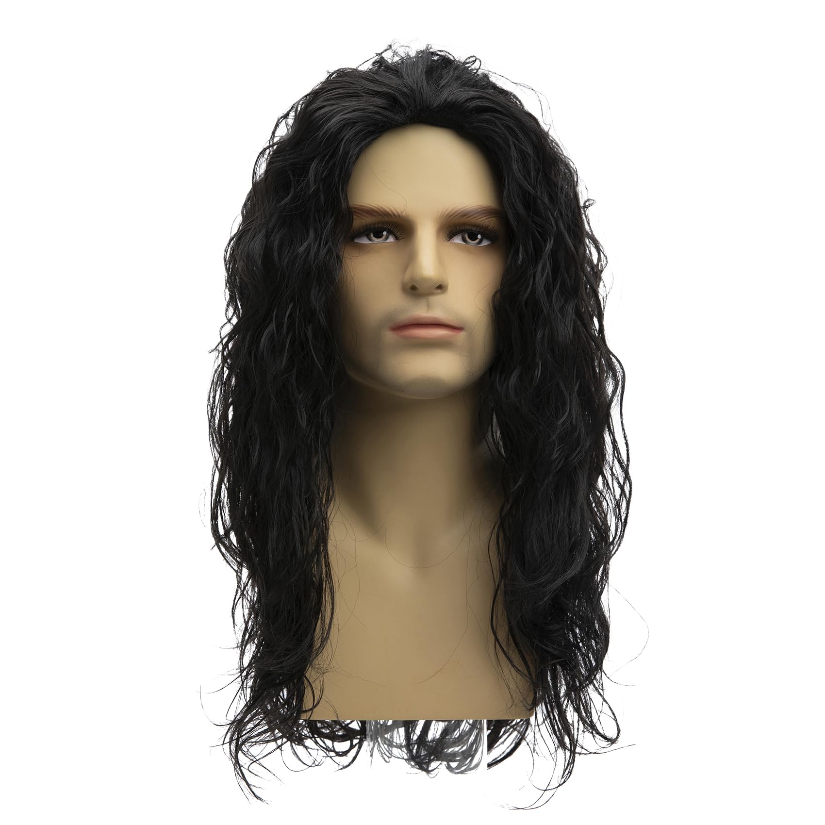 Baruisi front view curly black wig showing natural-looking waves and instant style