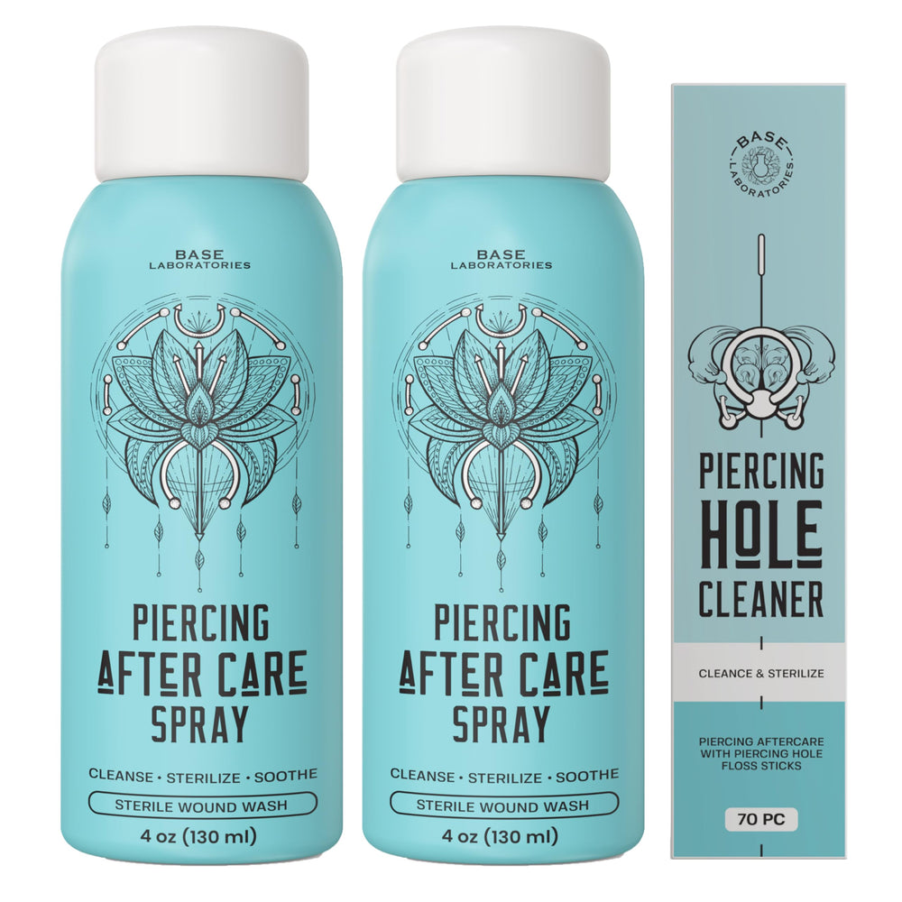 BASE LABORATORIES front packaging showing spray kit and benefits