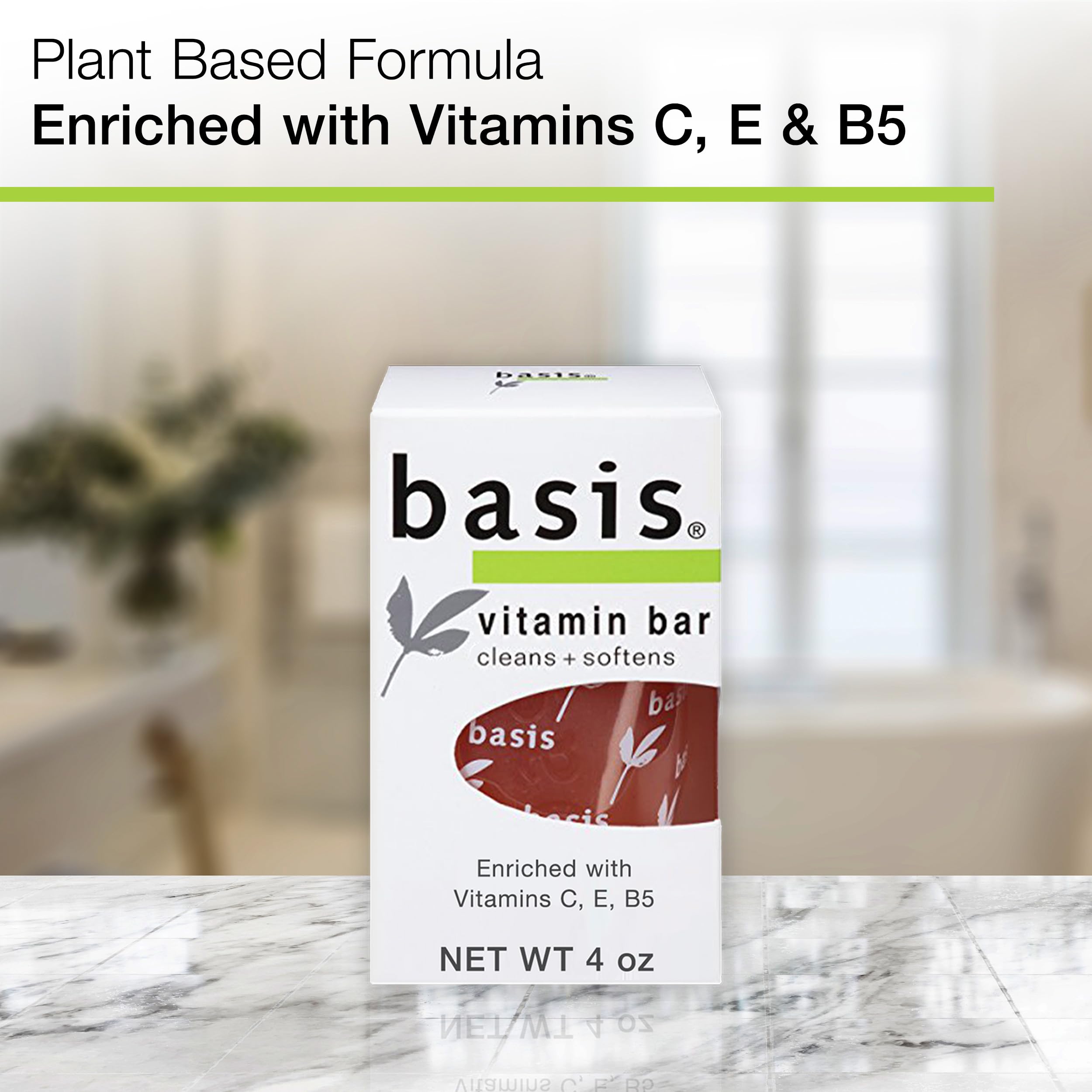 Basis soap bar three-quarter angle highlighting label and fresh scent