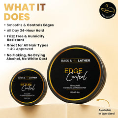 BASK & LATHER gel on fingers illustrating easy spread and controlled styling