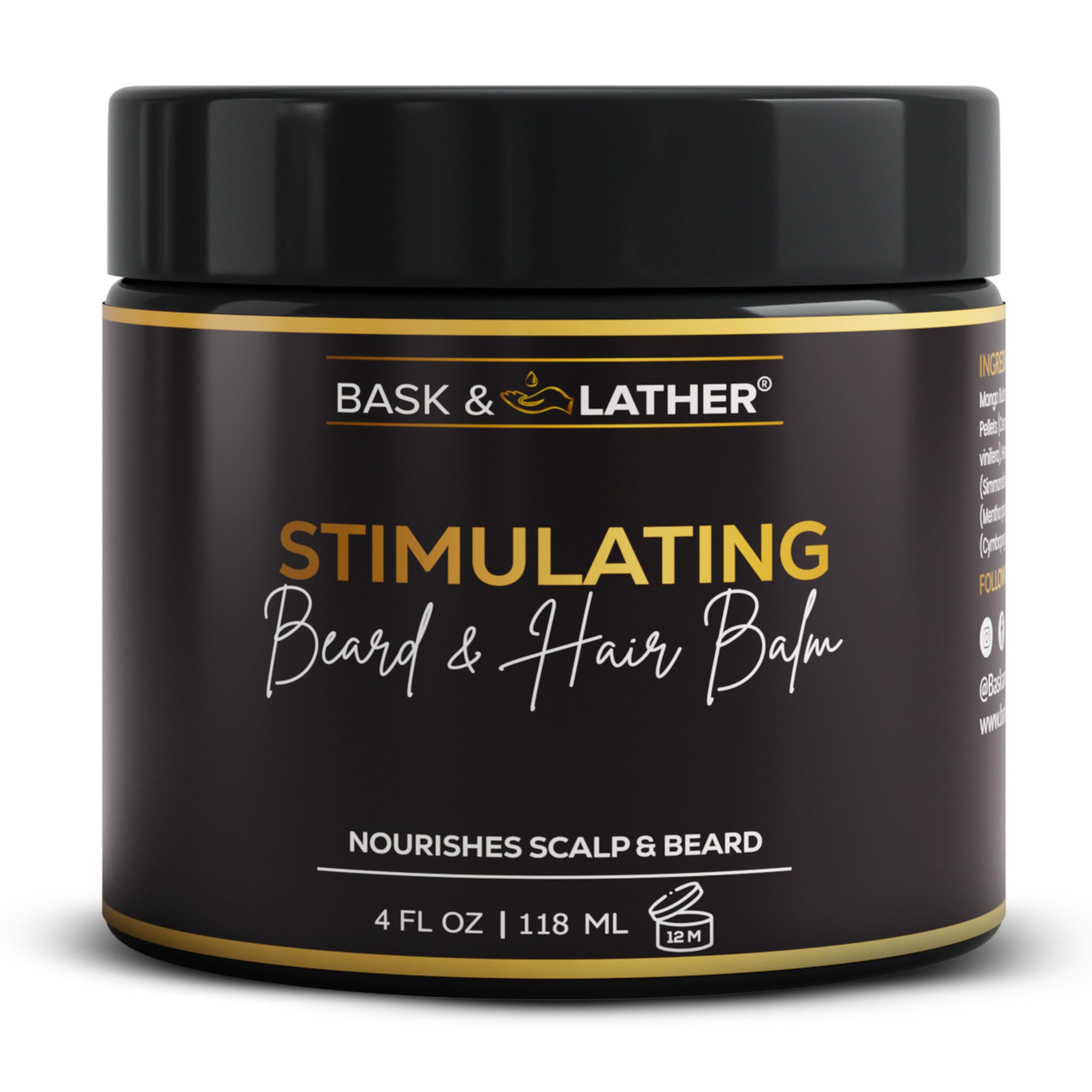 BASK & LATHER front jar showing product packaging and clean design benefit hydration