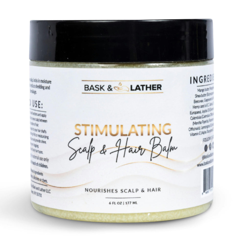 BASK & LATHER jar front view showing label and 6 oz size for clear product identification and trust