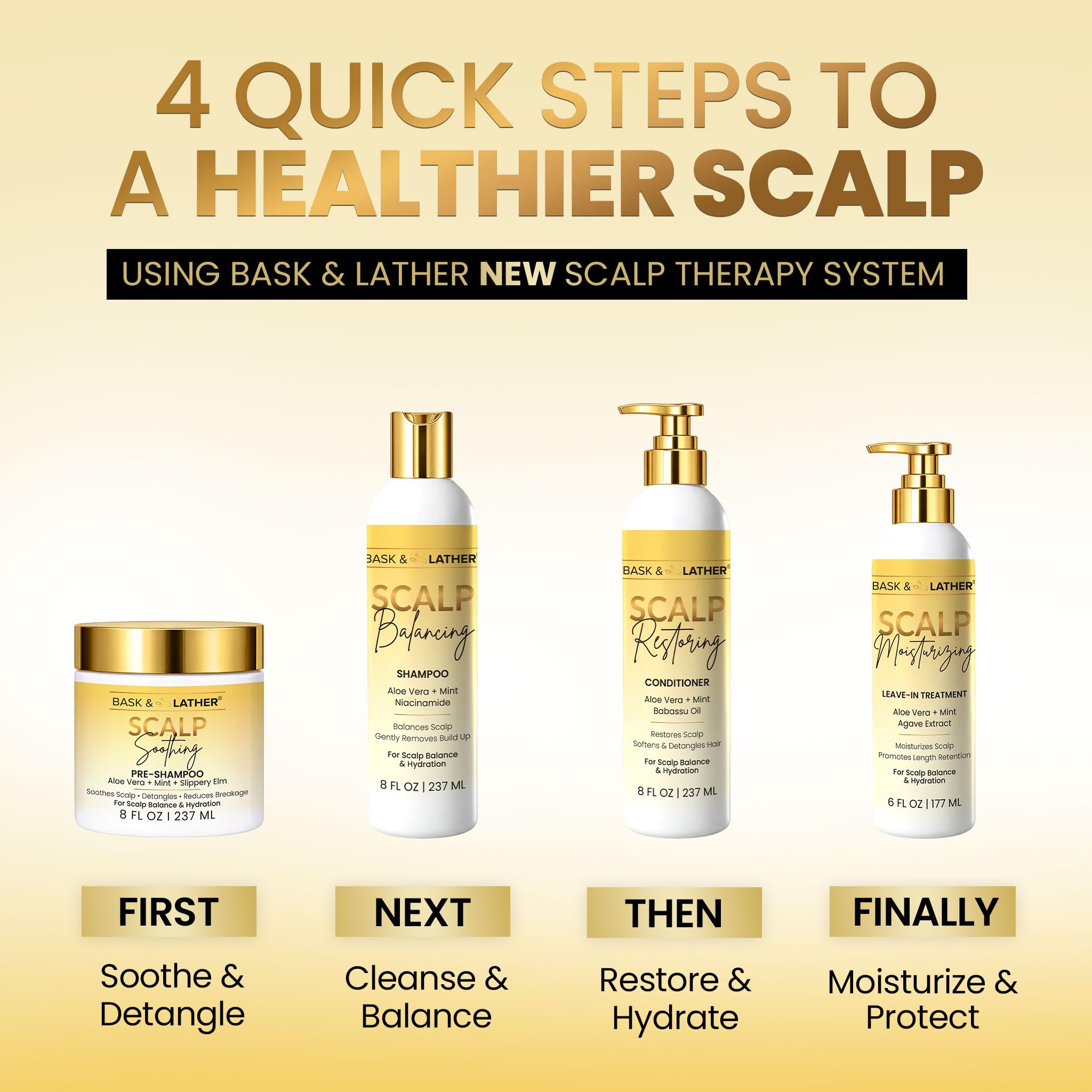 BASK & LATHER detangling with a wide-tooth comb to minimize snapping