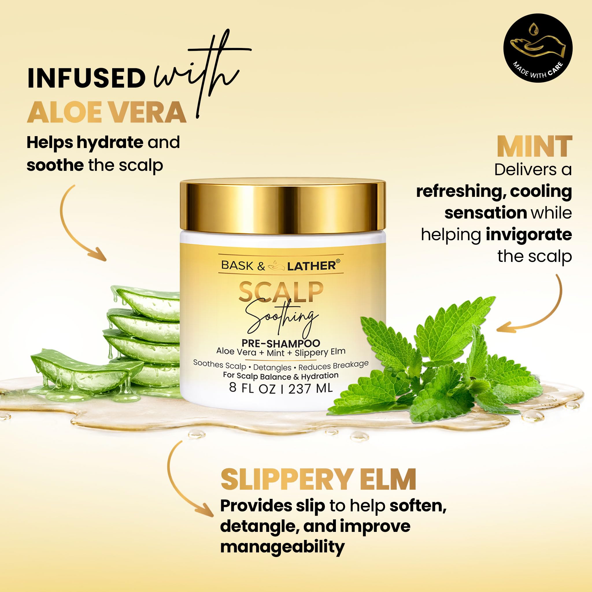BASK & LATHER open jar texture of aloe jelly offering smooth slip