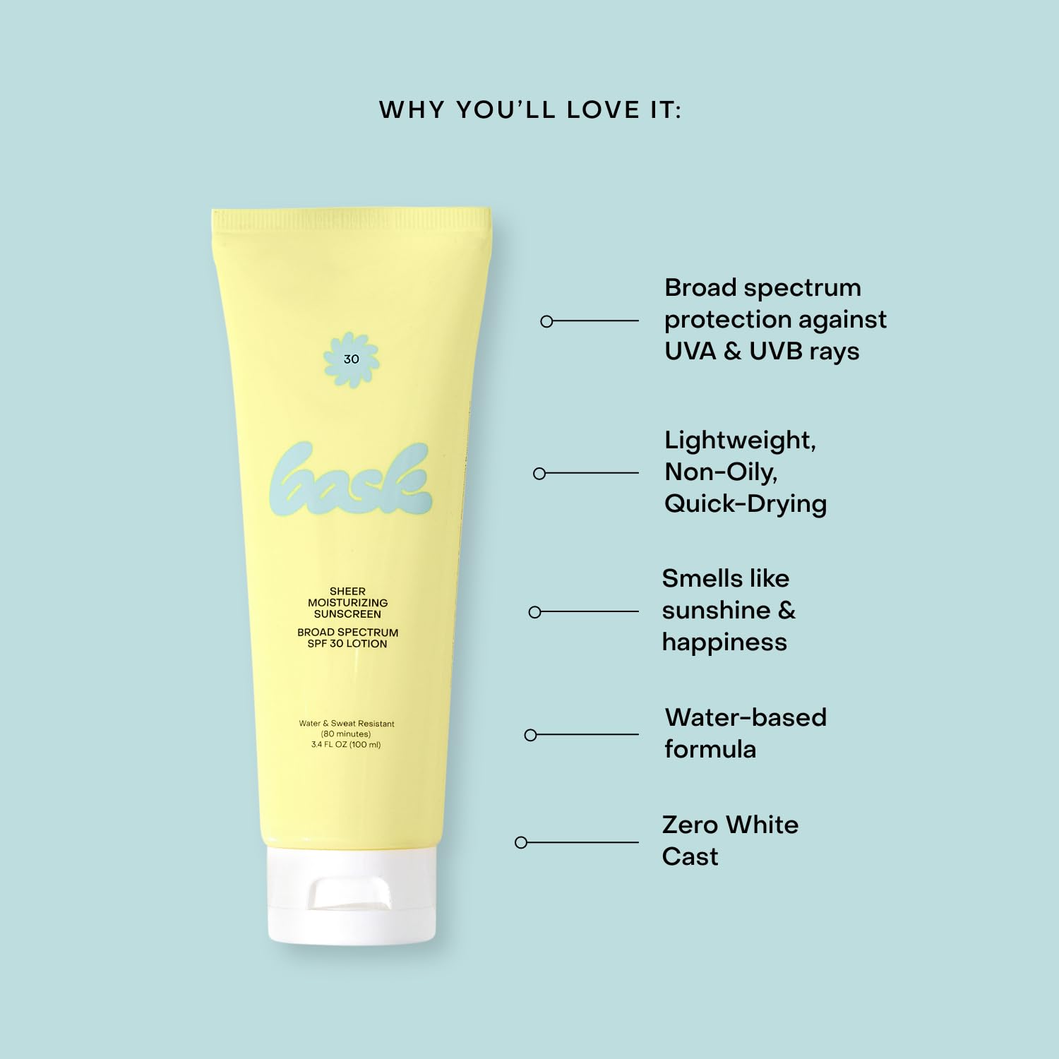 Bask applied on forearm demonstrating no white cast and even coverage