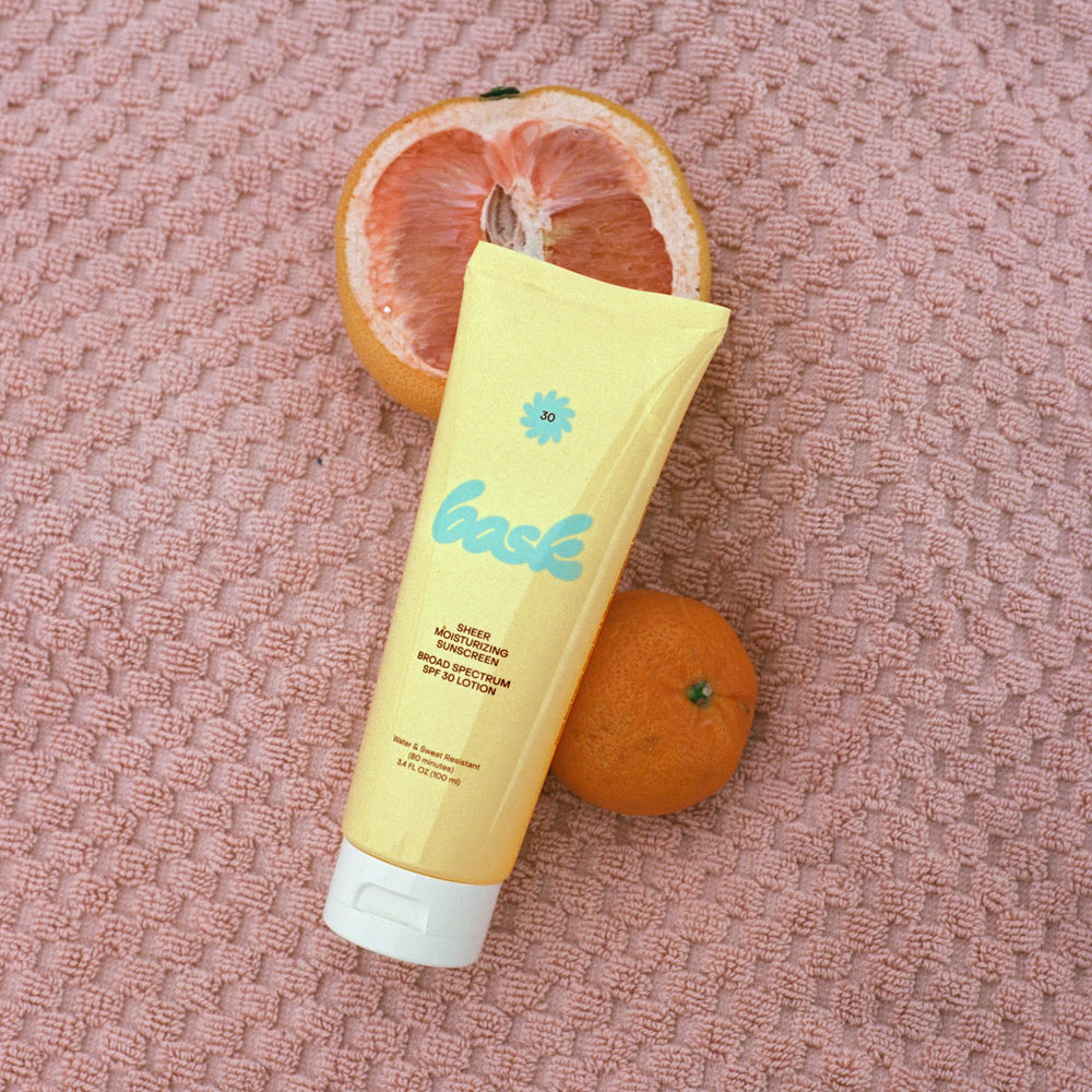 Bask label and ingredients close-up highlighting reef-friendly formula