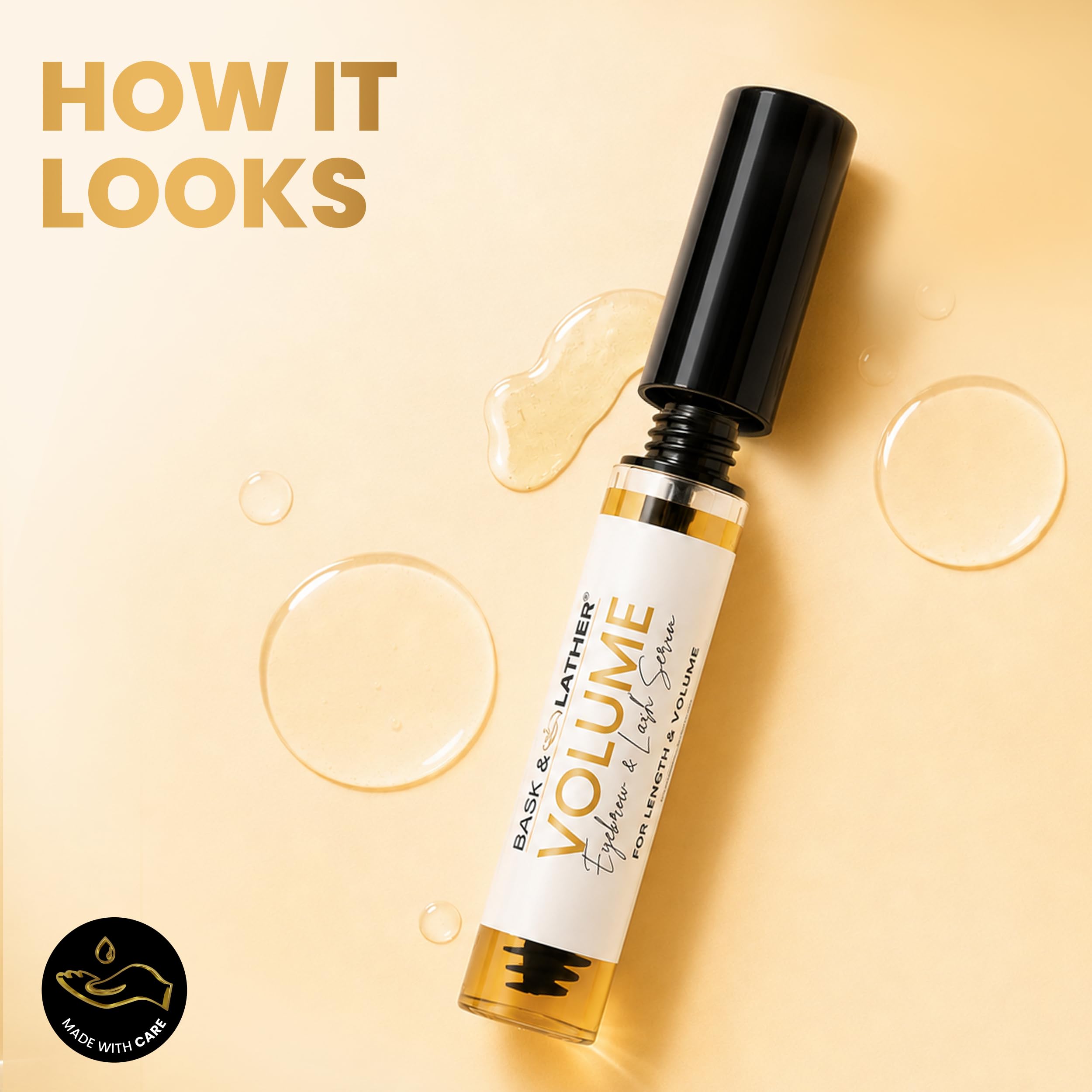 BASK & LATHER brushing eyebrow area to enhance sparse brow hairs