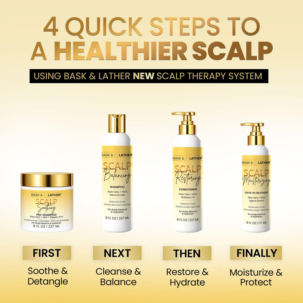 BASK & LATHER Balancing Shampoo lather on textured hair for gentle cleanse