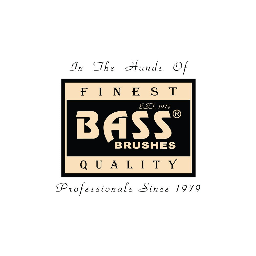 Bass brush packaging and label showing product identity and quality