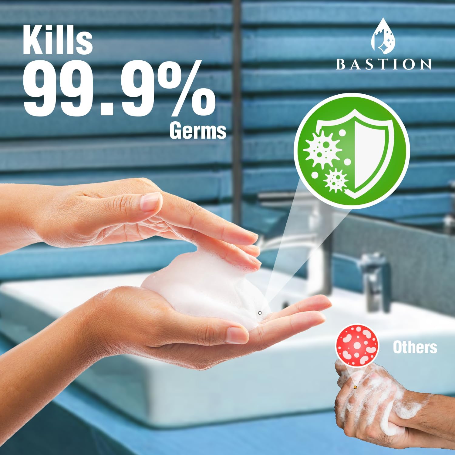 Bastion bottle with recycled symbol promoting lower plastic consumption