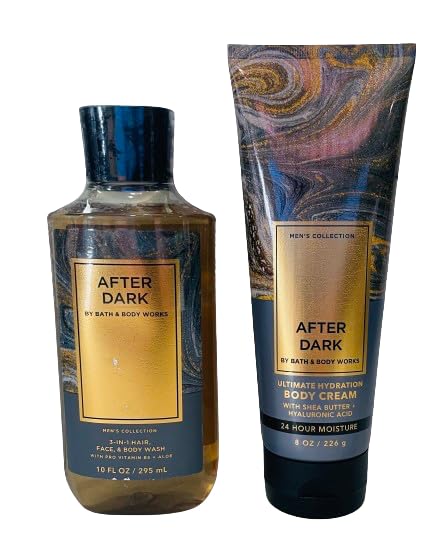 Bath & Body Works After Dark set front packaging showing both bottles and scent benefit