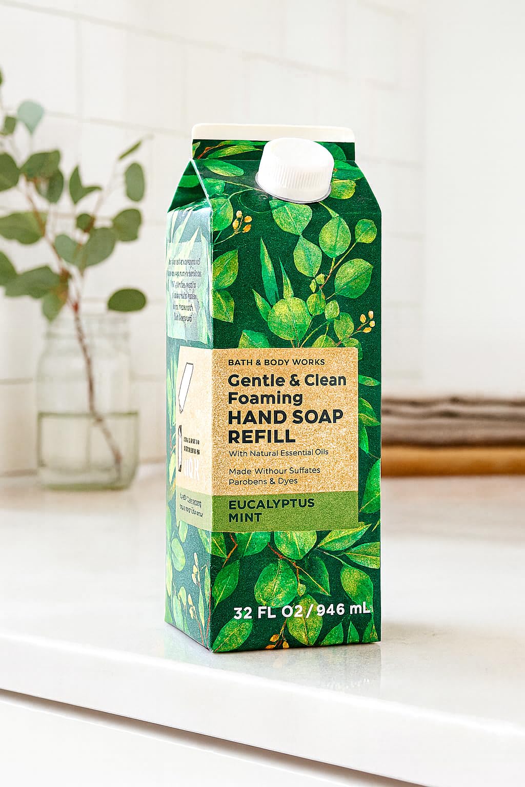 Bath & Body Works refill bottle front view showing label and easy-pour design for convenient refills