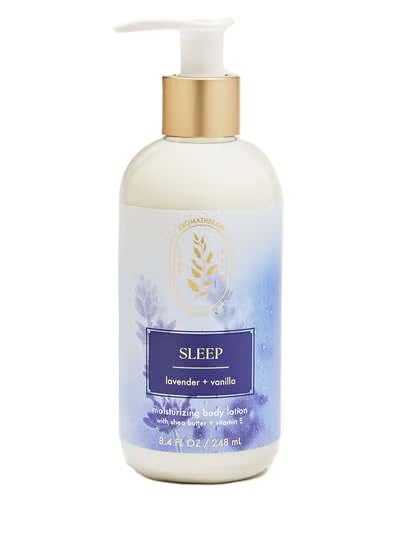 Bath & Body Works front bottle view showing calming lavender-vanilla scent and quick hydration