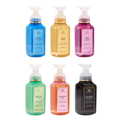 Bath & Body Works front packaging showing six bottles and variety benefits