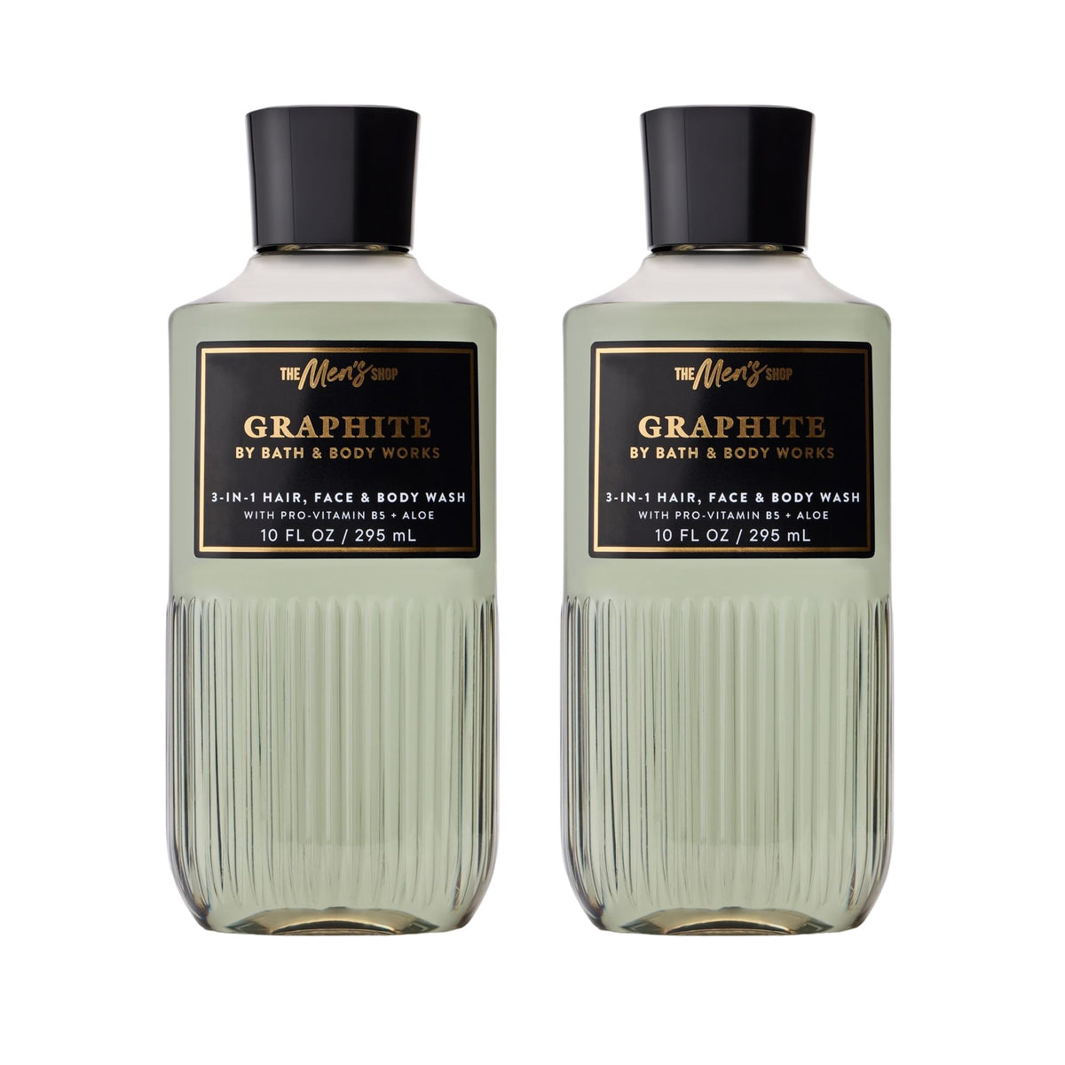 Bath & Body Works Graphite front packaging shows two bottles and benefits