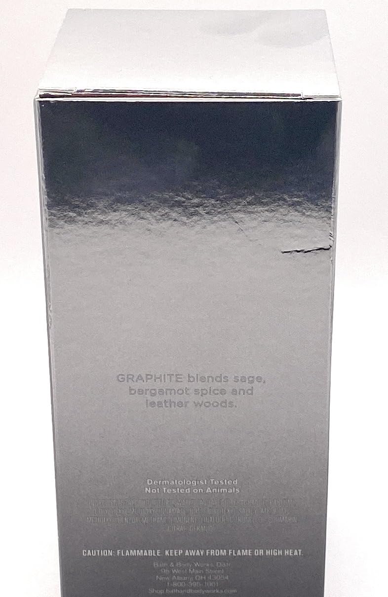 Bath and Body Works Graphite next to common items for size comparison and travel convenience benefit