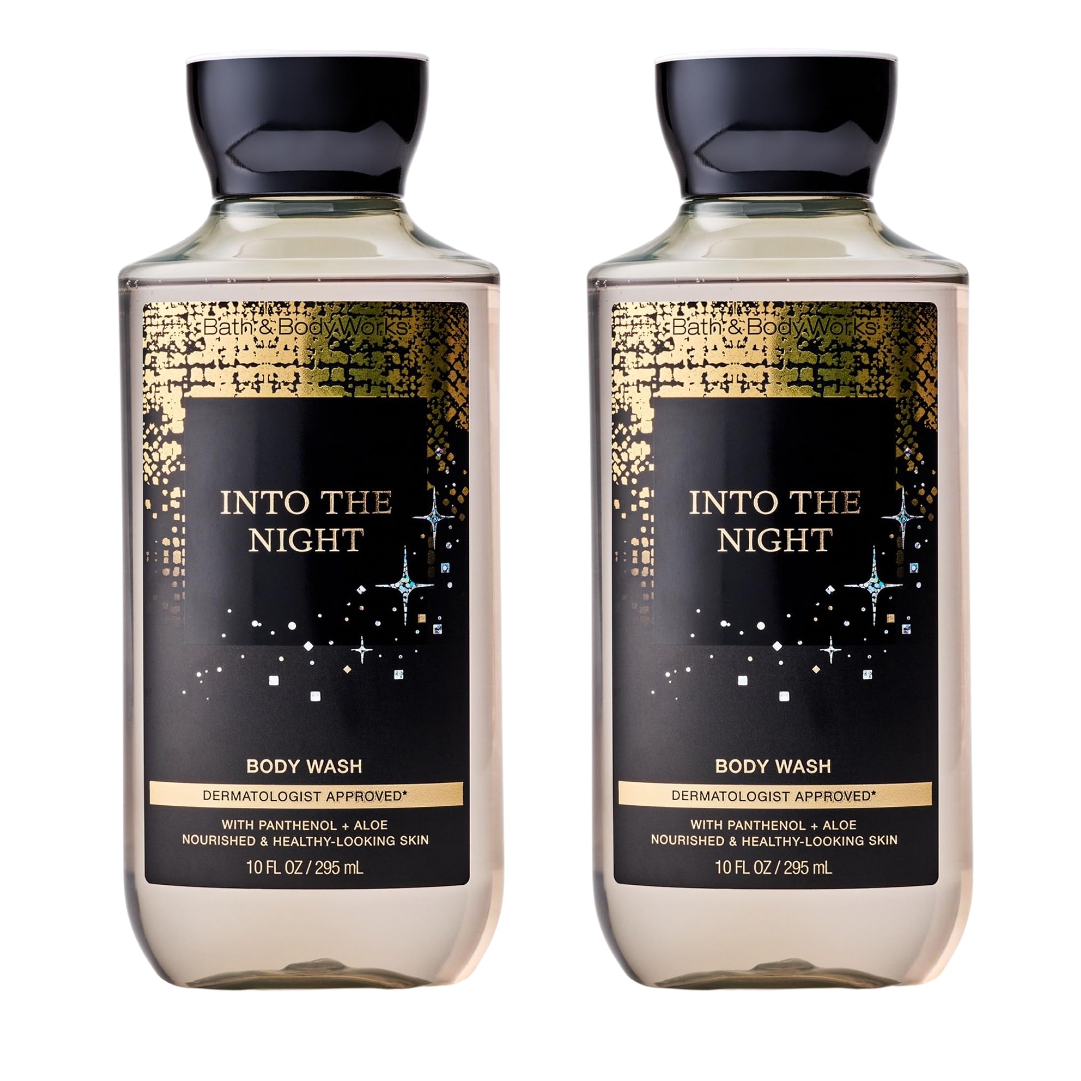 Bath & Body Works front packaging showing Into the Night bottles and scent appeal