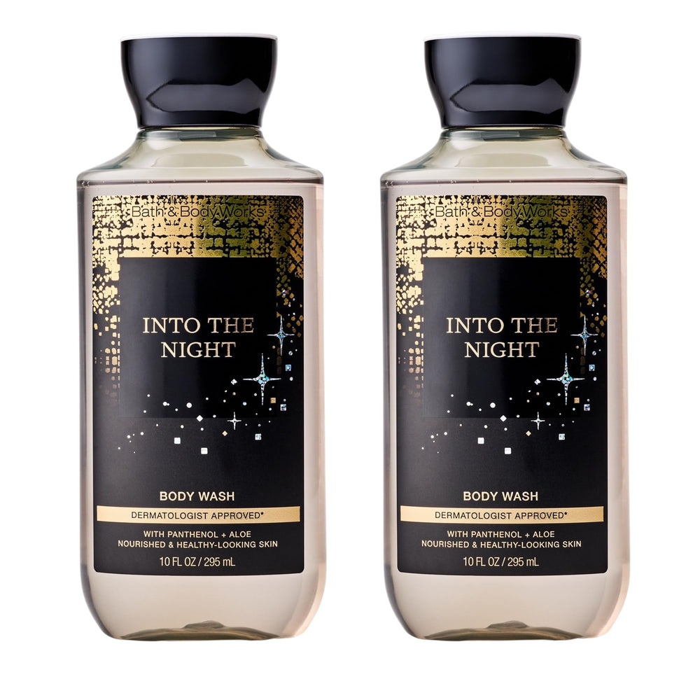 Bath & Body Works front packaging showing Into the Night bottles and scent appeal