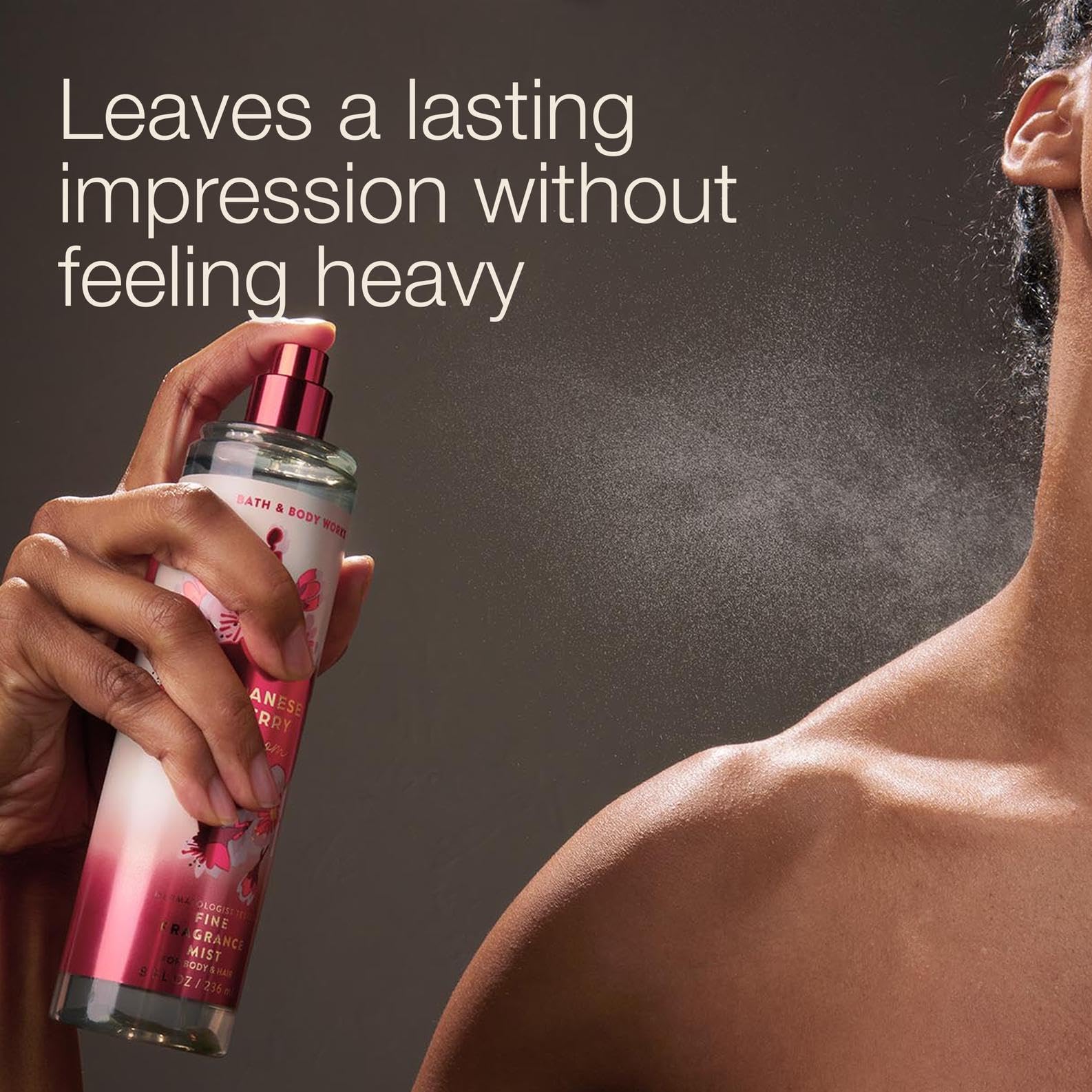Bath & Body Works label detail highlighting ingredients and recycled bottle benefit
