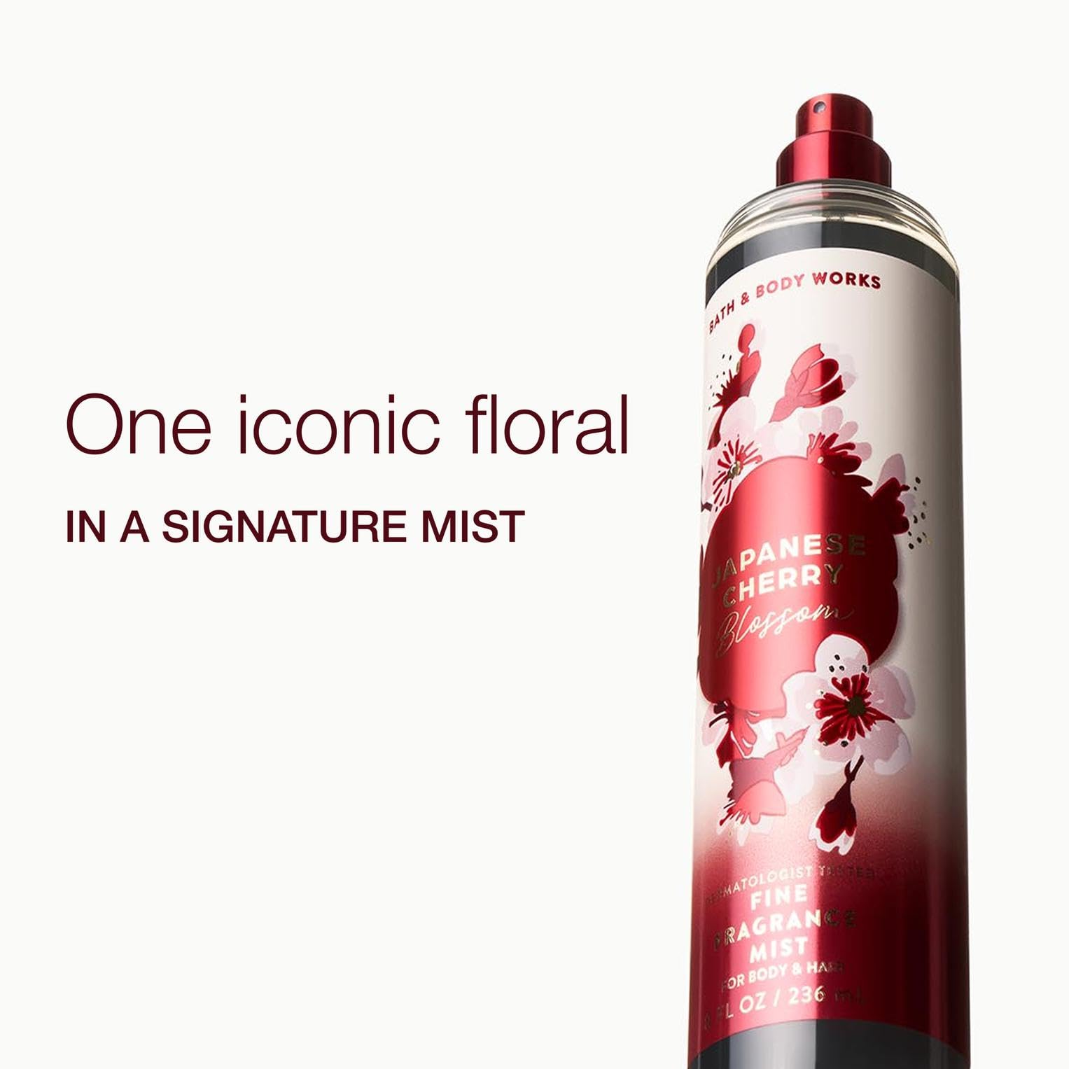 Bath & Body Works nozzle close-up illustrating fine mist application benefit