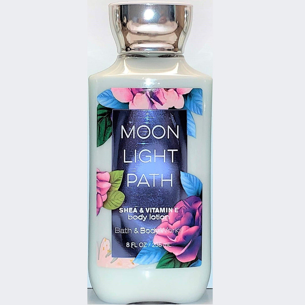 Bath & Body Works Moonlight Path front packaging shows bottle and soothing scent benefits