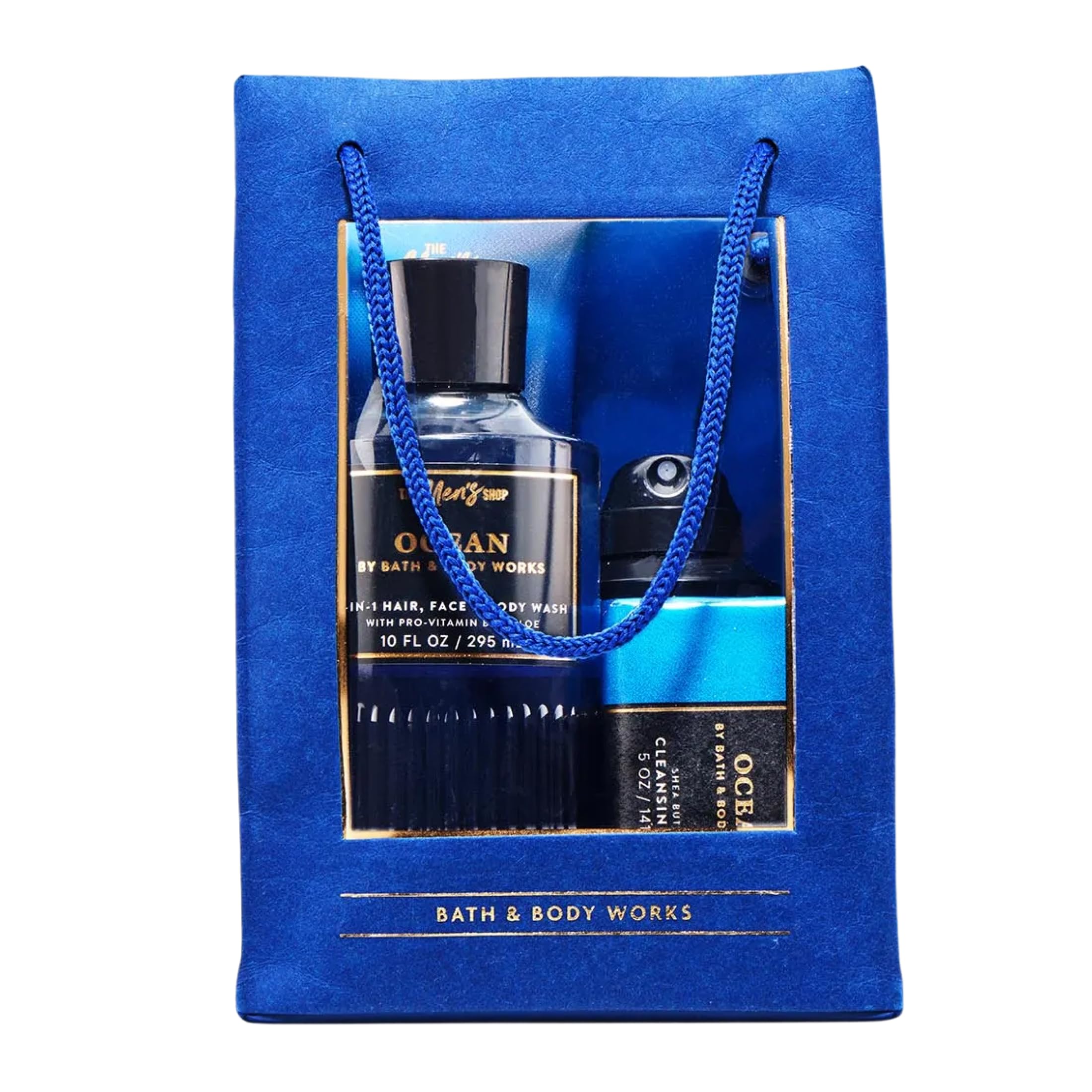 Bath & Body Works front packaging showing four-piece Ocean gift set and benefit of coordinated grooming