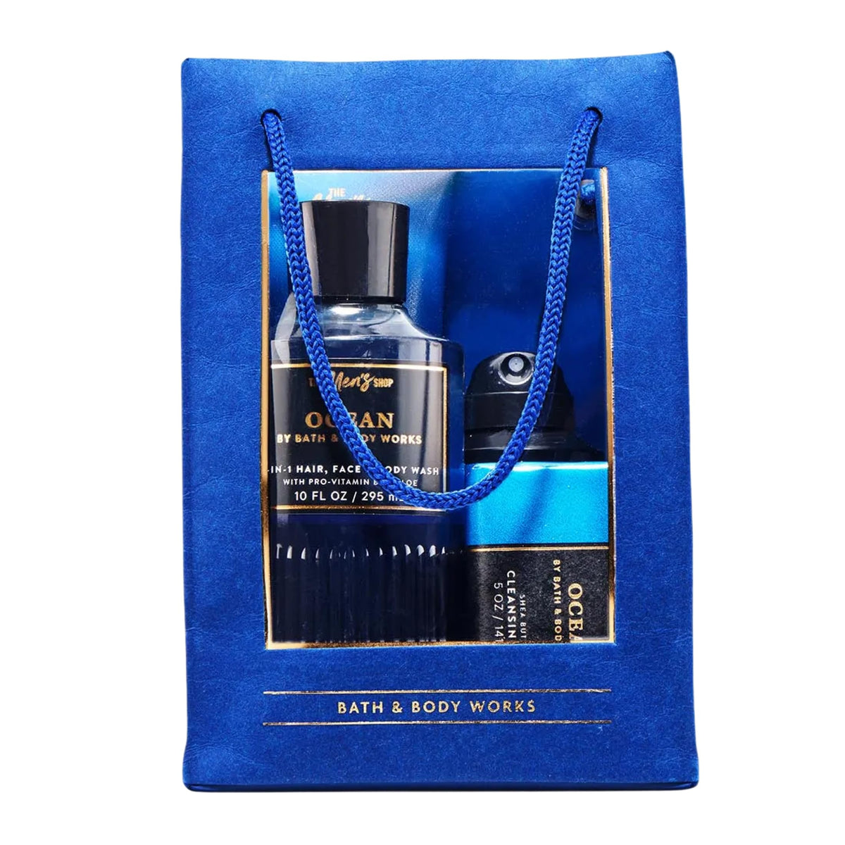 Bath & Body Works front packaging showing four-piece Ocean gift set and benefit of coordinated grooming