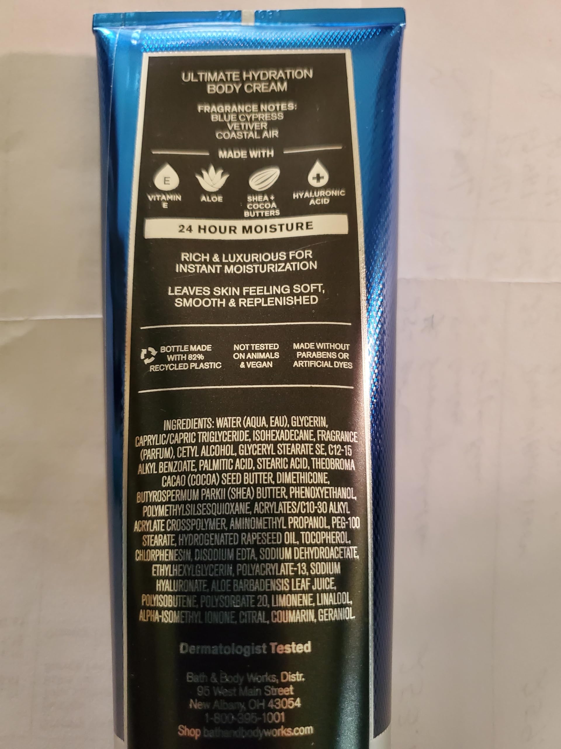Bath & Body Works Ocean tube staged in bathroom for refreshing, coastal scent vibe.