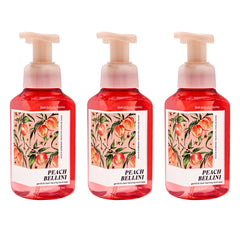 Bath & Body Works front packaging showing Peach Bellini three-pack and vibrant labels