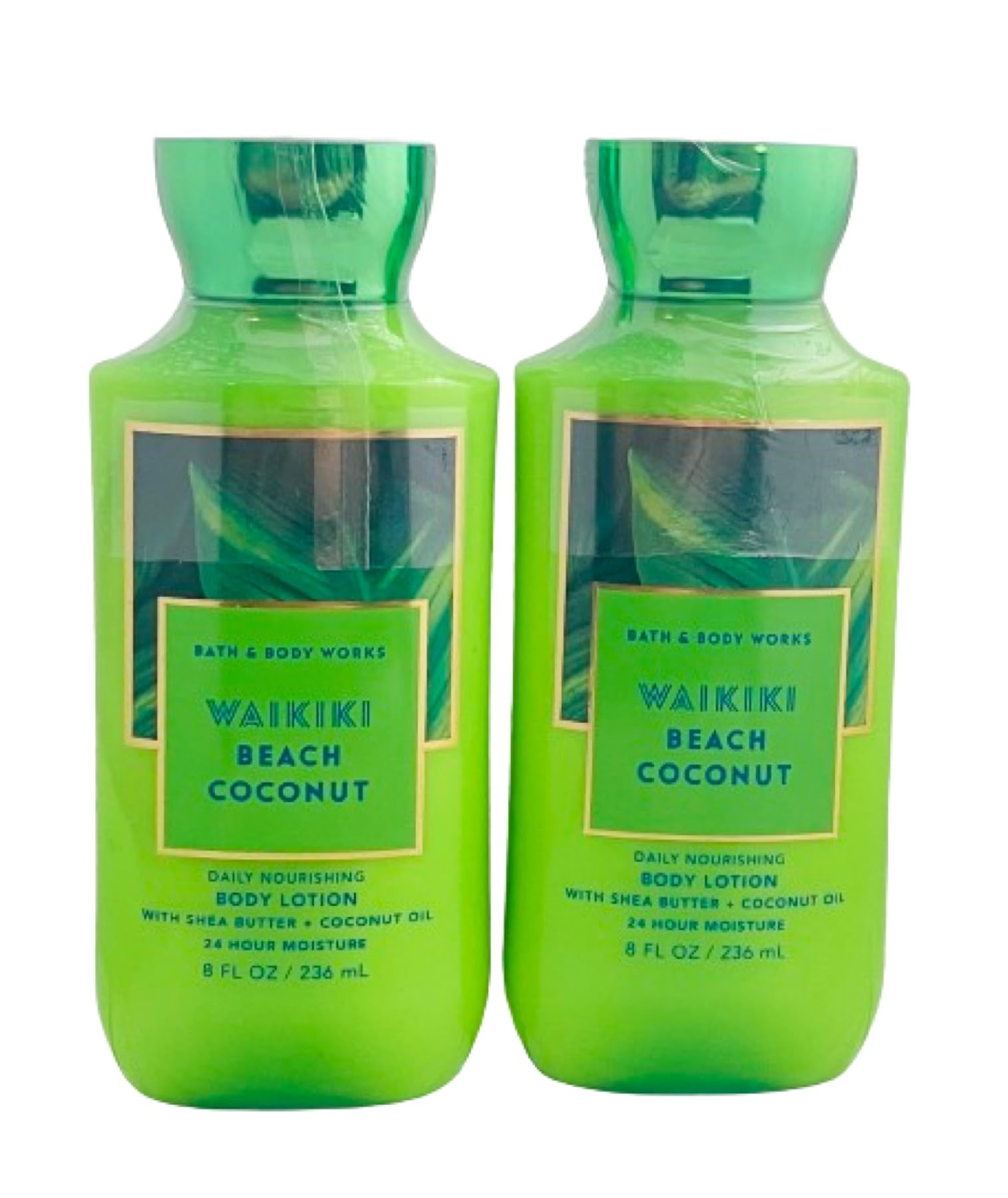 Bath & Body Works Waikiki Beach Coconut front packaging shows beachy label and size