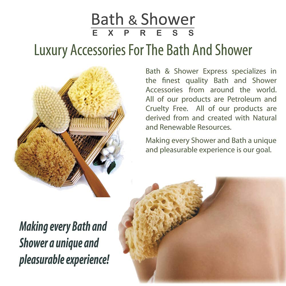 Bath & Shower Express sponge creating rich lather with soap, shows luxurious foaming action