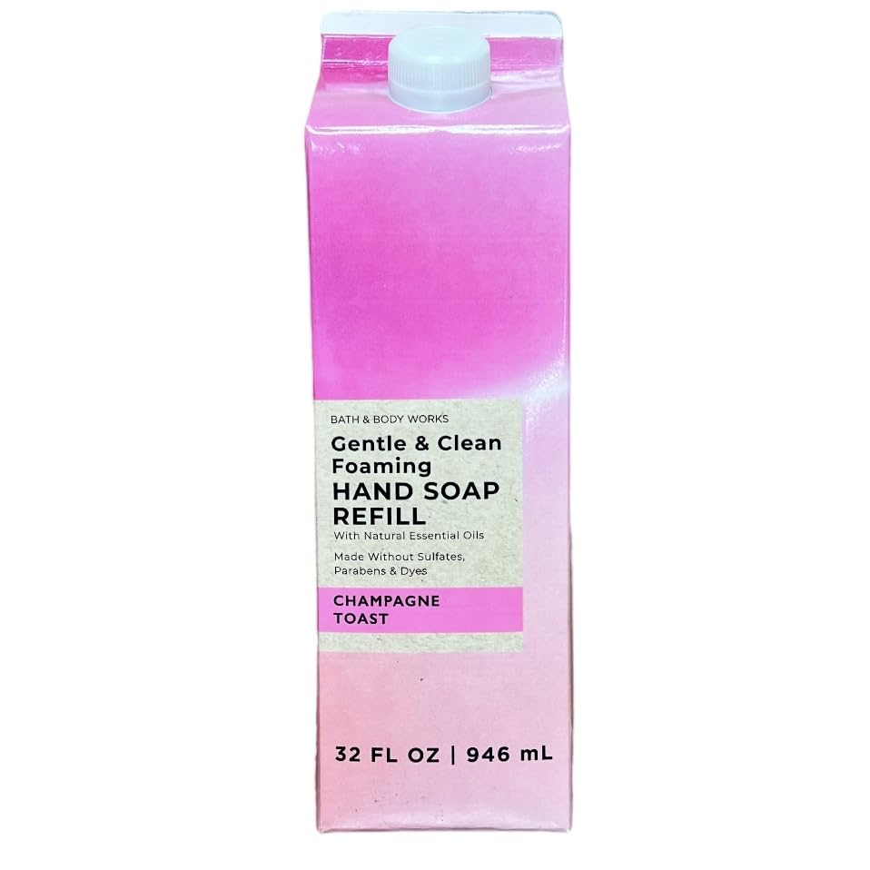 Bath & Body Works front packaging showing bottle and label, convenient refill size