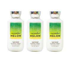 Bath & Body Works front packaging showing three Cucumber Melon lotion bottles and value set